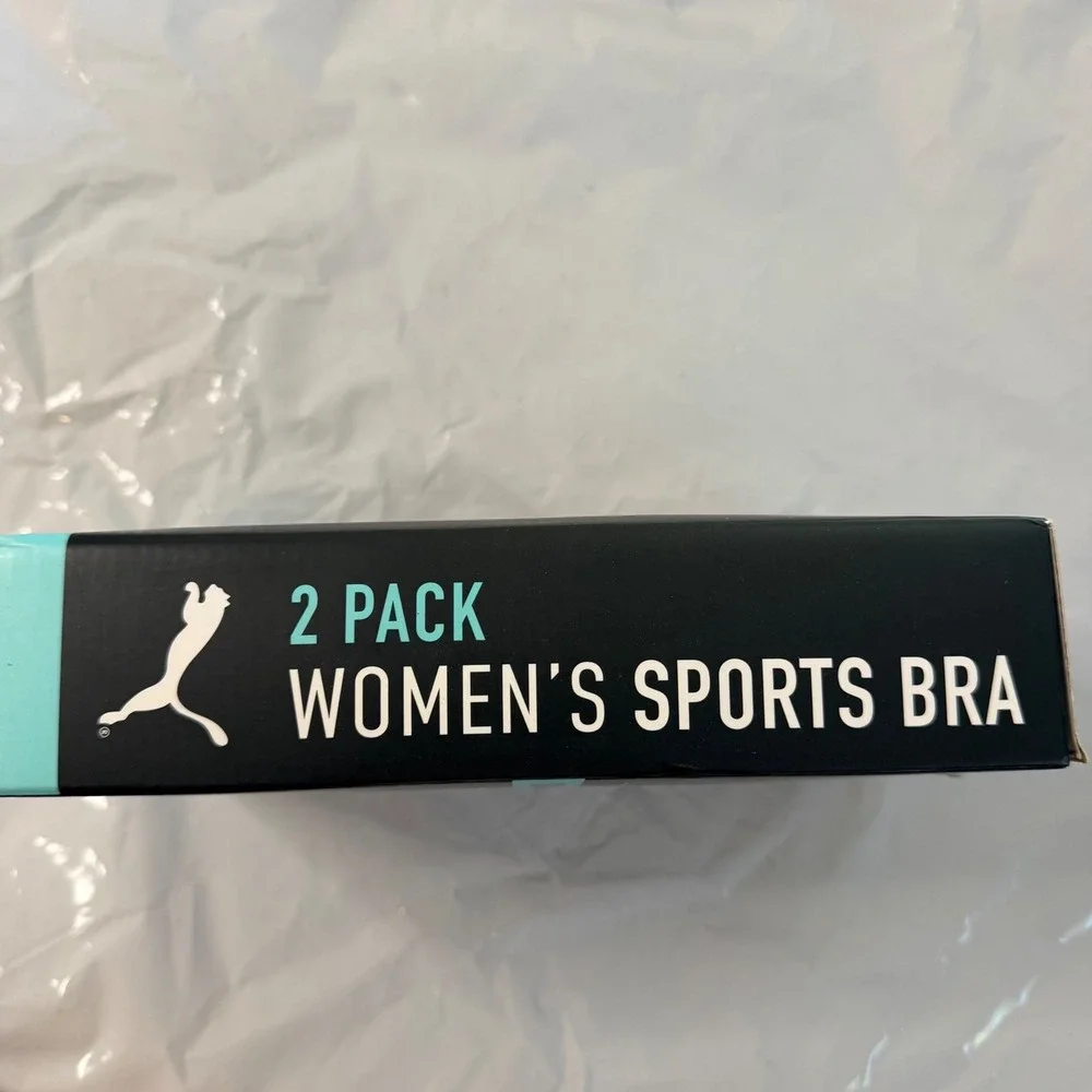 Puma Womens DryCell Seamless Sports Bra 2 Pack Black White XL Convertible Back